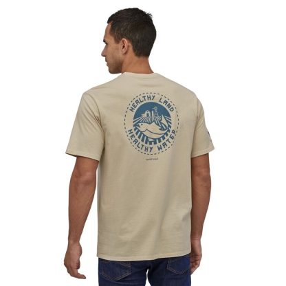 Patagonia Men's Safeguard Stencil World Trout Organic Cotton T-Shirt (Pigeon Blue)-1769