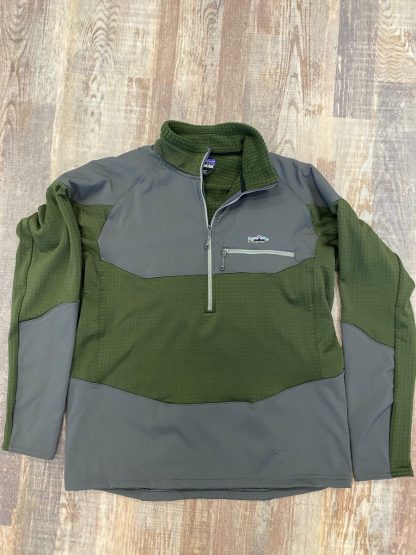 Patagonia M's L/S R1 Fitz Roy 1/4 Zip - Nomad Green - LARGE-0